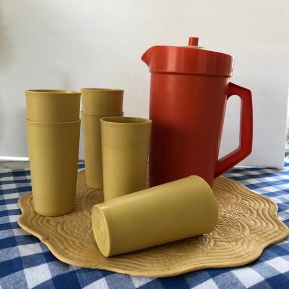 Tupperware Other - Vintage Tupperware 2 Quart Pitcher and 6 Tumblers